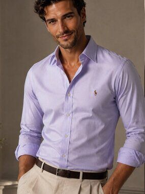 Polo Ralph Lauren Lavender Button Down Shirt Classic Cotton NEW